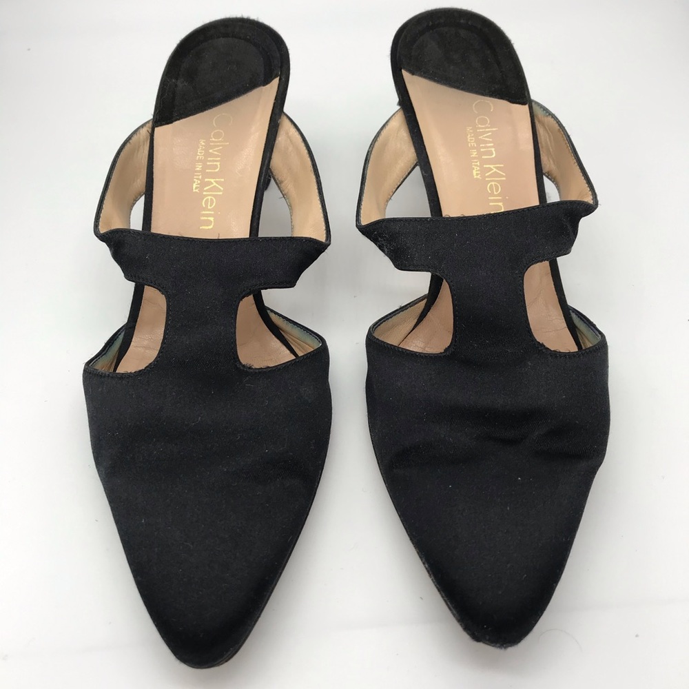 Calvin Klein Vintage black satin heels Size 6.5 M